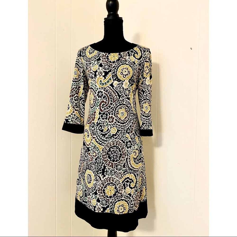 Karin Stevens Art Deco Navy Trimmed Dress Size 10